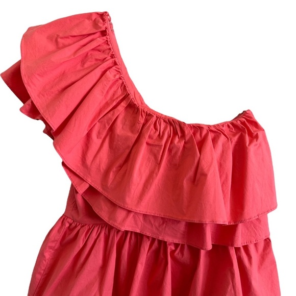 Do + Be One Shoulder Ruffle Shorts Romper Coral Sz Medium NWT - Picture 4 of 16